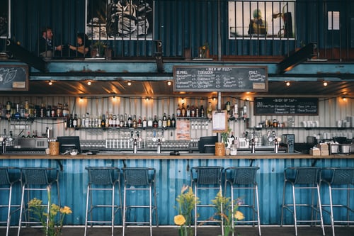 fully-stocked basement bar