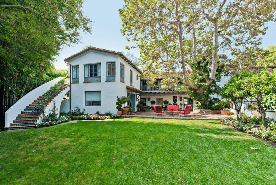 Spacious lawn space in a John Byers designed Spanish home in Santa Monica, CA
